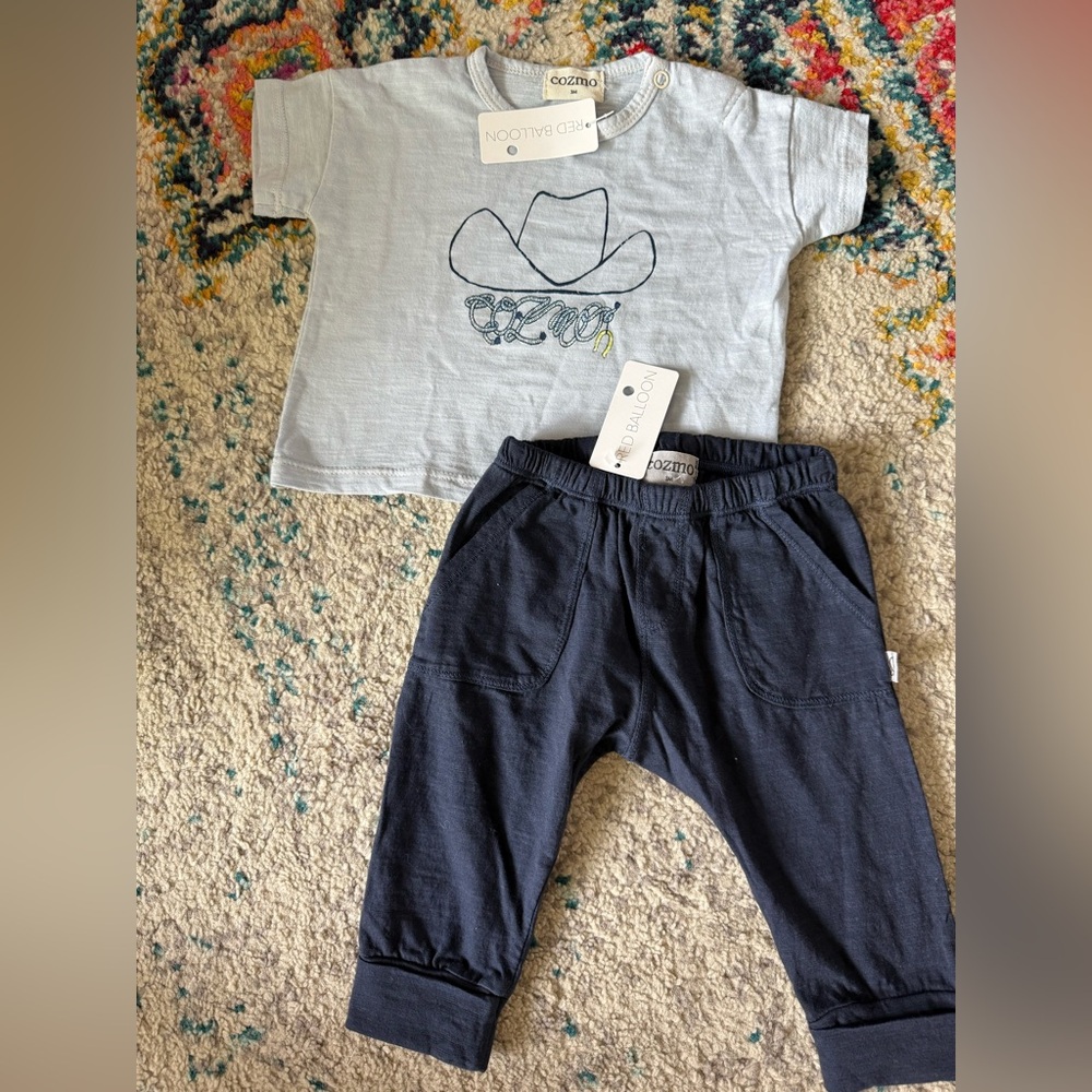 Cozmo  Baby Outfit Set - Gray and Navy